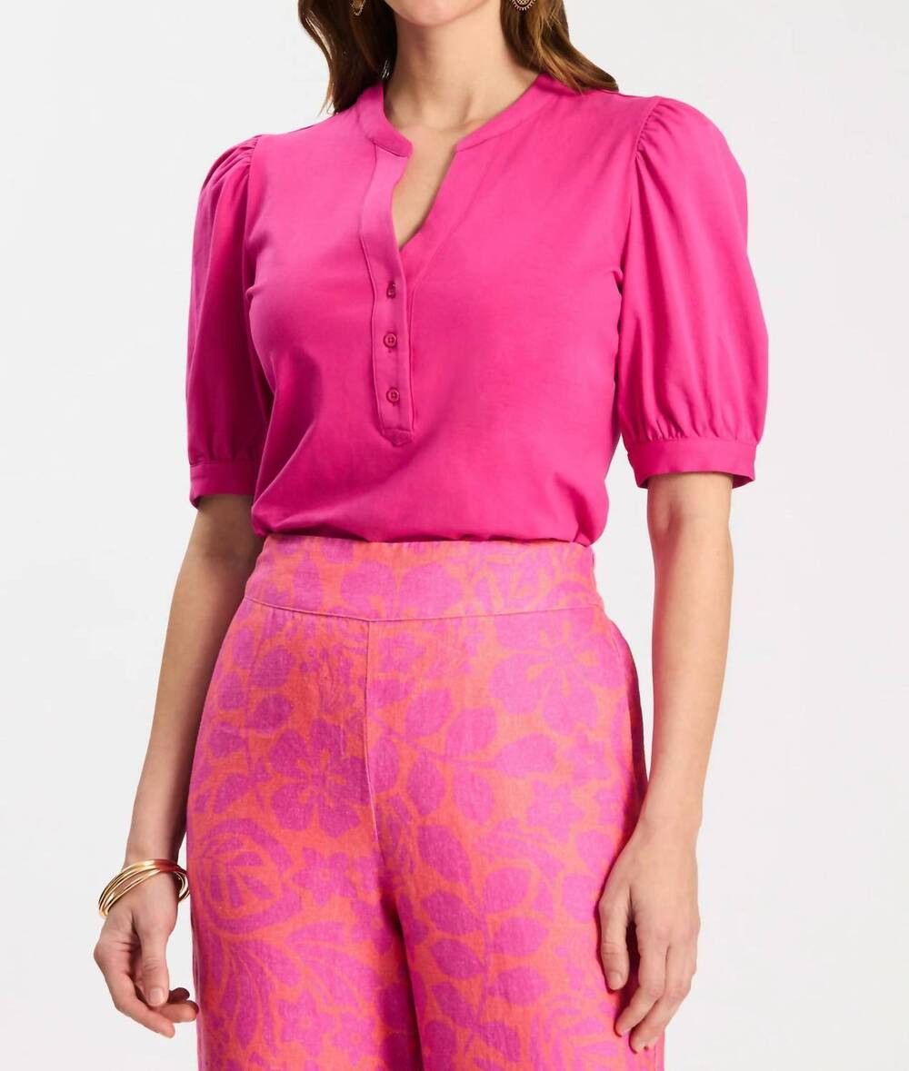 NEW TYLER BOE paulina quarter placket tee in rose violet